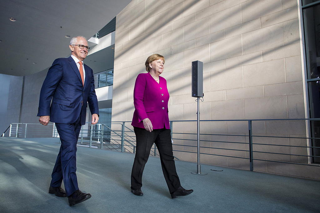 "ANGELA MERKEL UND MALCOLM TURNBULL", Pressestatements im Bundeskanzleramt, Berlin, 23.04.18